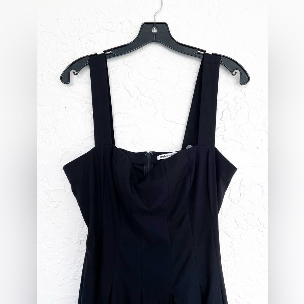 Reformation Black Mika Fit & Flare Midi Dress Womens Size 10 - Picture 8 of 11